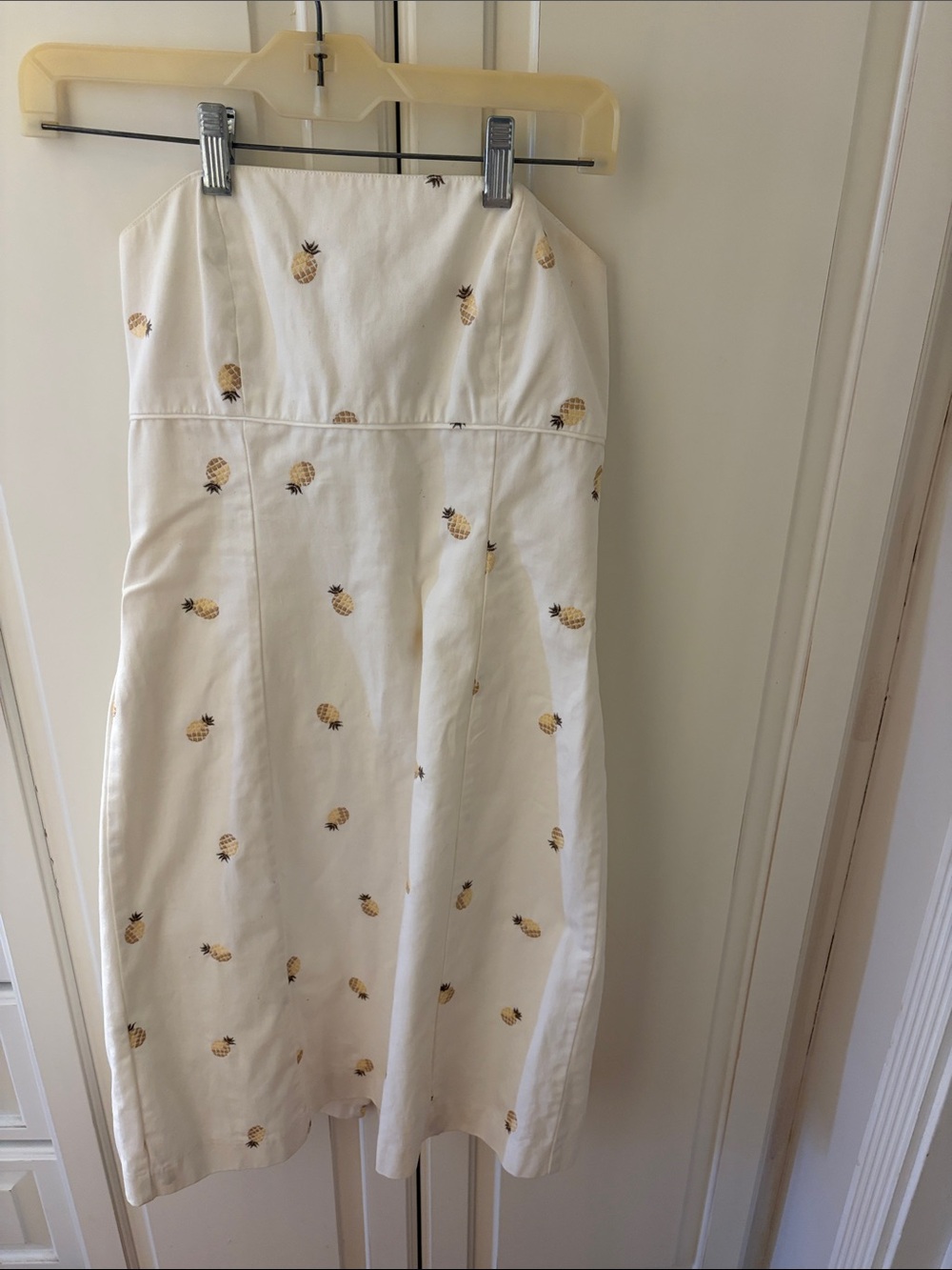 J. Crew Strapless Cream Skirt with Pineapple Print